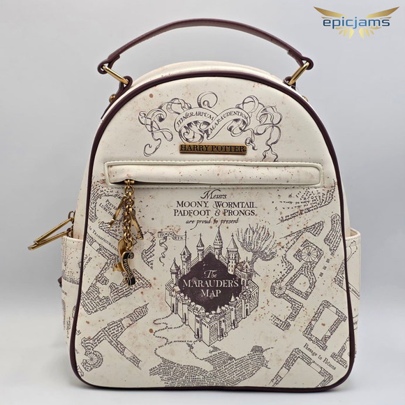 Harry Potter Marauders Map White Brown Mini Backpack Bag New - Picture 1 of 10